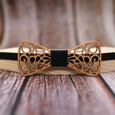 Noeud Papillon Noir en Bois